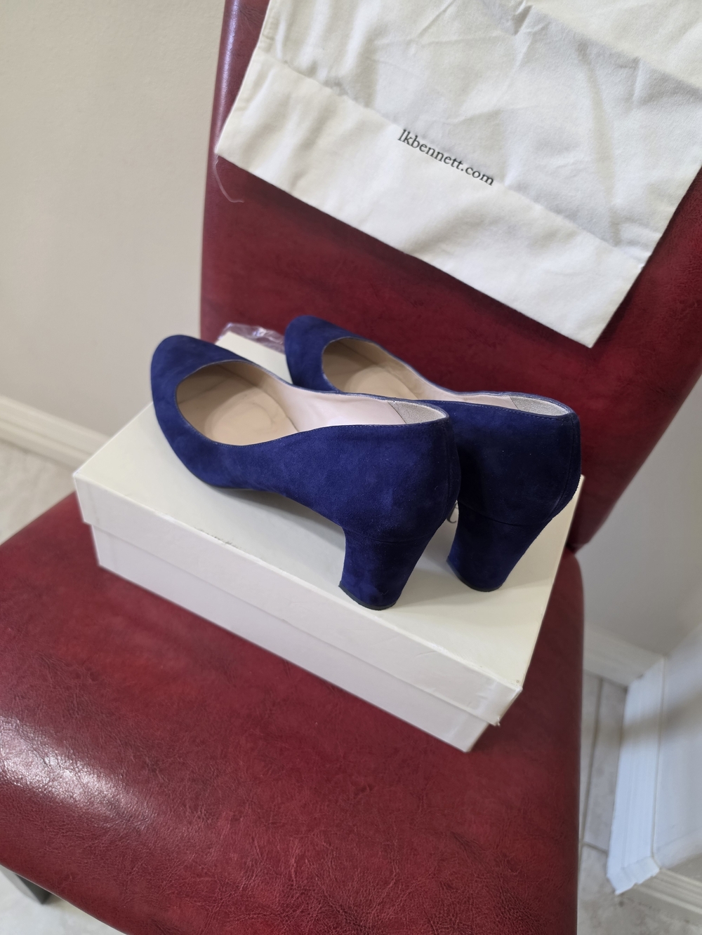 LK Bennett Blue Suede Mid Heel Pumps